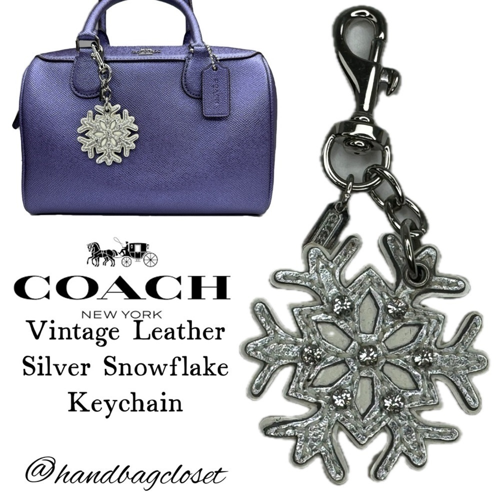 Coach Vintage Leather Silver Snowflake Winter Key Bag Charm Keychain - Picture 11 of 11